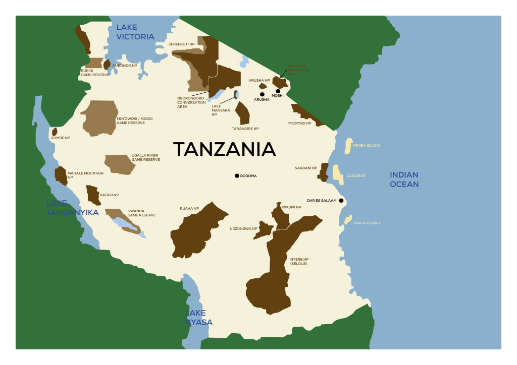 ONA SAFARI - Map Tanzania National Parks
